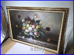 Still Life of Flowers Original Oil Painting on Canvas Signed By M Aaron Framed
