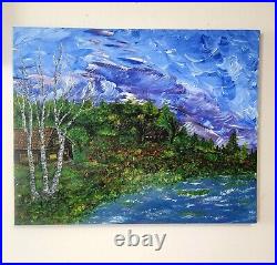 Stormy Skies, Country Landscape, Original Art Abstract Acrylic Painting canvas