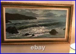 Stunning 1971 CALIFORNIA SEASCAPE Masterpiece Oil on Canvas 57 x 33 Spectacular