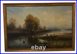 Stunning Antique Oil on Canvas Landscape Painting Signed