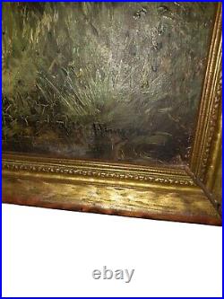 Stunning Antique Oil on Canvas Landscape Painting Signed