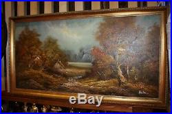 Stunning Painting Original Oil On Canvas Framed Wooded Scene