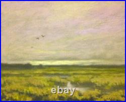 Sunset Marsh Wetlands Realism Landscape OIL PAINTING ART IMPRESSIONIST Original