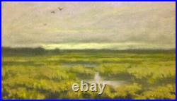 Sunset Marsh Wetlands Realism Landscape OIL PAINTING ART IMPRESSIONIST Original