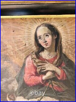 Superb Large Double Sided Baroque Oil Religious Painting Jesus Mary Joseph