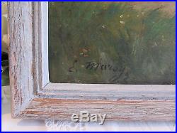 Superb antique French framed original oil on canvas painting, two greyhound dogs