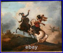 THE BATTLE FOLLOWER OF PHILLIP WOUWERMAN 18thC OLD MASTER ANTIQUE PAINTING