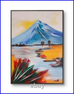 THE WINTER MOUNTAINS 12x16 BOLD COLOUR MODERN ABSTRACT ART ORIGINAL NEW CANVAS