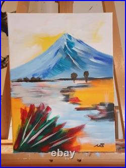 THE WINTER MOUNTAINS 12x16 BOLD COLOUR MODERN ABSTRACT ART ORIGINAL NEW CANVAS