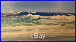 THOM ORIGINAL OIL PAINTING ON CANVAS 20x16 ORMOND BEACH EGRET WAVE WALKER FLA