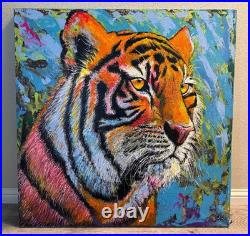 TIGER- Fine Art Hand Painted on Canvas 36 x 36 Painting Art