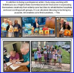 TITA PAINTZ Vintage White Roses Flowers Sand Hand Painted Wall Art 8x10 Canvas