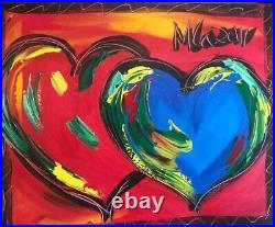 TWO HEARTS Abstract Pop Art Painting Original Oil On Canvas Gallery Artist