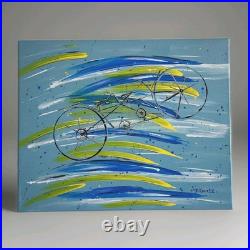Tandem Bicycle Painting on canvas One Of Kind Original Art Signed by Artist