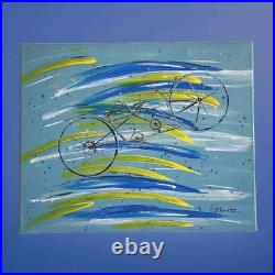 Tandem Bicycle Painting on canvas One Of Kind Original Art Signed by Artist