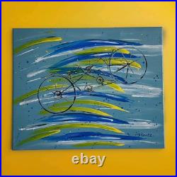 Tandem Bicycle Painting on canvas One Of Kind Original Art Signed by Artist