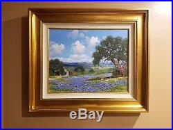 Texas Bluebonnets, William A Slaughter oil painting on canvas 16x20 Original