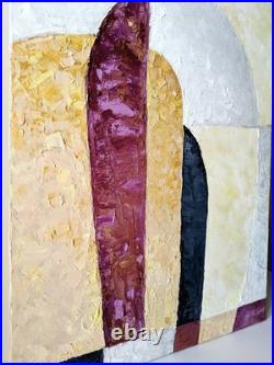 Textured Geometric Color Block Abstract Oil Painting Modern 20x28 Canvas