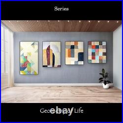 Textured Geometric Color Block Abstract Oil Painting Modern 20x28 Canvas