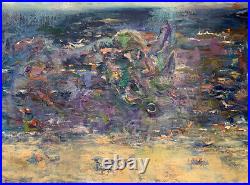 The Beach, 28x22, Original, Oil Painting, Gold, Frame, Arts