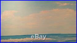Thom Original Oil Painting On Canvas 24x18 Egret Hunting Calm Surf Florida Beach