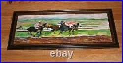 Thoroughbred Horse Racing Jockeys Oil On Canvas Art Painting J Steiner Signed