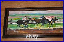 Thoroughbred Horse Racing Jockeys Oil On Canvas Art Painting J Steiner Signed