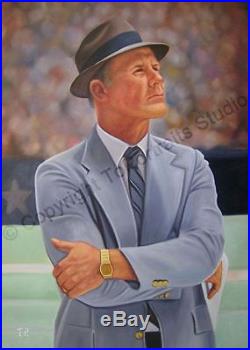 Tom Landry, Dallas Cowboys Original Hand Painted Poster Oil Painting on Canvas