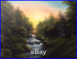 Tranquil Falls Bob Ross style original oil painting on canvas