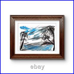 Tropical Paradise II Contemporary Expressionist Original Painting 11x14 Shibumi