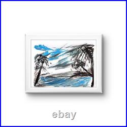 Tropical Paradise II Contemporary Expressionist Original Painting 11x14 Shibumi