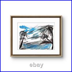 Tropical Paradise II Contemporary Expressionist Original Painting 11x14 Shibumi