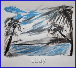 Tropical Paradise II Contemporary Expressionist Original Painting 11x14 Shibumi