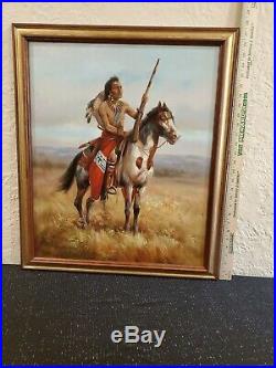 Troy Denton Original Art Painting On Canvas Native American Warriors On Horse