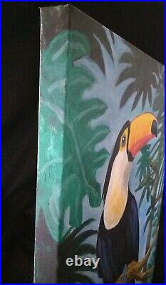 Tucan pet bird painting tropical gift original artist acrylic on canvas