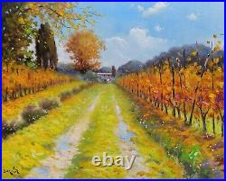 Tuscany Painting Autumn Impression Vineyard Oil Canvas Andrea Borella Italy Art