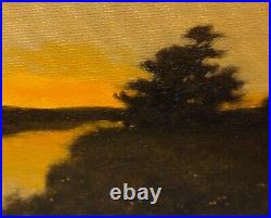 Twilight Tonalist Wetlands Impressionism Art Oil Painting Landscape Sunset Tonal