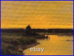 Twilight Wetlands Realism Landscape OIL PAINTING ART IMPRESSIONIST Original Gold