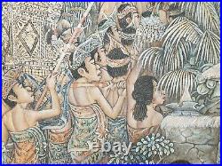 UBUD Indonesia Balinese Painting by Bali Artist Original Signed in Wooden Frame