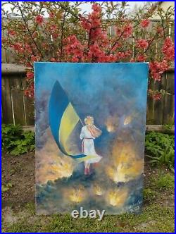 Ukrainian art oil painting Ukraine on fire War in Ukraine Stand with Ukraine