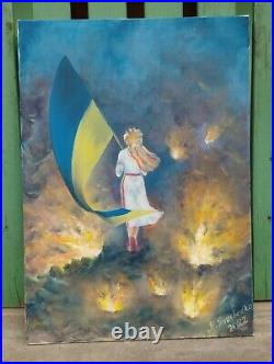 Ukrainian art oil painting Ukraine on fire War in Ukraine Stand with Ukraine