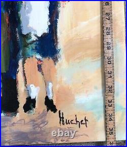 Urbain Huchet, original oil on canvas titled Cafe Du Cheval Blanc, Unframed