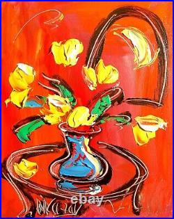 VASE FLOWERS Pop Art Painting Original Oil On Canvas STRETCHED WITH COA