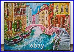 VERY BEAUTIFUL ORIGINAL Textured Oil Painting Venice Artwork 16 x 20 in Canvas