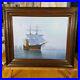 VTG-Nautical-Wooden-Ship-Galleon-Naval-Oil-On-Canvas-Original-Art-26-X-22-Signed-01-oqd