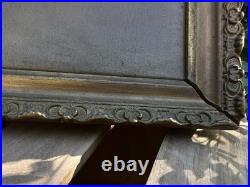 VTG Oil Painting Dog Portrait on Canvas Antique Gilt Frame 18x13 Unsigned