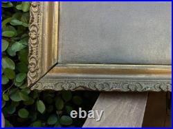 VTG Oil Painting Dog Portrait on Canvas Antique Gilt Frame 18x13 Unsigned