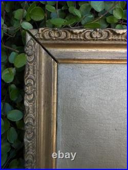 VTG Oil Painting Dog Portrait on Canvas Antique Gilt Frame 18x13 Unsigned