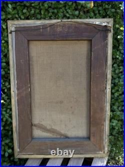 VTG Oil Painting Dog Portrait on Canvas Antique Gilt Frame 18x13 Unsigned