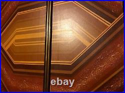 VTG Oil Painting Signed Letterman Triptych 3 Panel Geometric Art Abstract Large